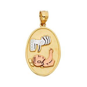 14K Tri Color Gold Religious Pendant